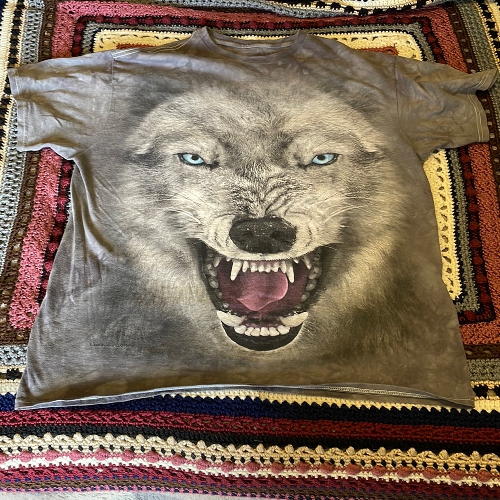 3DTees Boho Growling Wolf Tie Dye Graphic Tee